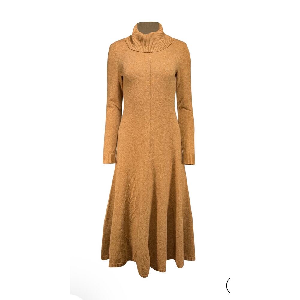 Lafayette 148 - Camel Brown Cashmere Turtleneck Dress Sz S